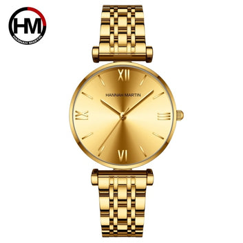 Reloj de pulsera elegante de cuarzo para mujer, de acero inoxidable y oro rosa.