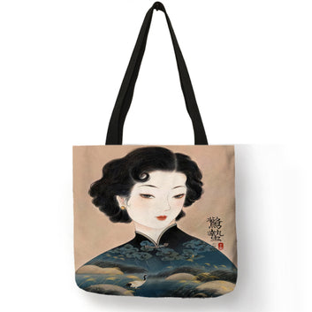 Traditional Retro Chinese Cheongsam Tote Shopping Bag