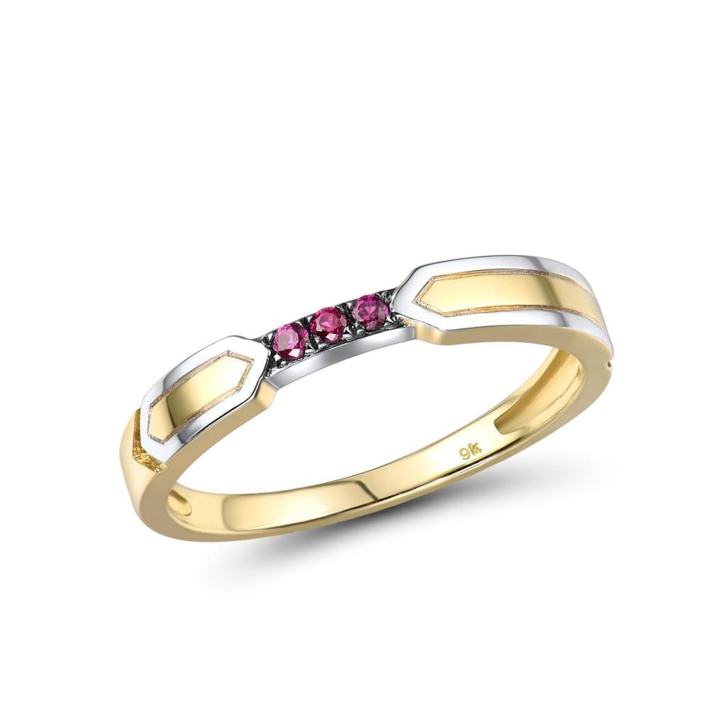 9K 375 Yellow Gold Ruby Ring Engagement Anniversary Lovely Trendy Fine Jewelry