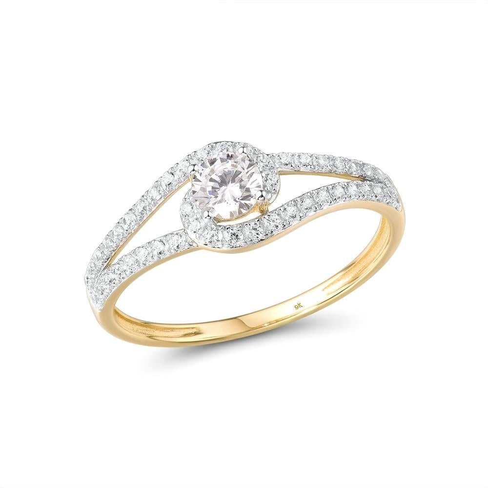 9K 375 Yellow Gold Ring Sparkling White Ring Anniversary Fine Jewelry