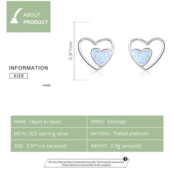 925 Sterling Silver Love Heart in Heart Stud Earrings