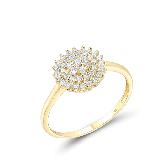 9K 375 Yellow Gold Sparkling White Elegant Ring