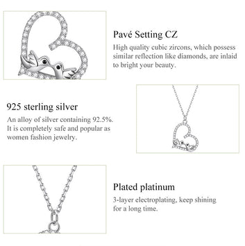 Collar de pájaro enamorado de plata de ley 925