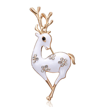 2 Colors Available Rhinestone Deer Brooches Christmas Reindeer Enamel Pins