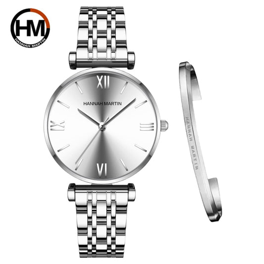 Reloj de pulsera de cuarzo elegante y sencillo de oro rosa con esfera redonda.