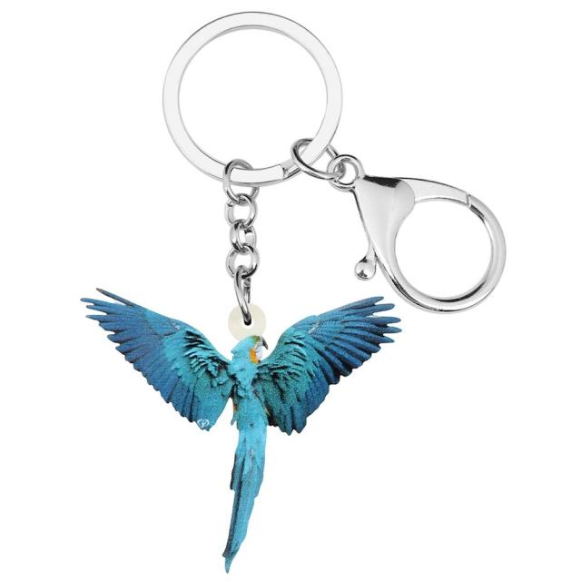 Acrylic Flying Macaw Parrot Keychains Keyring Bird Animal Key Chain Jewelry
