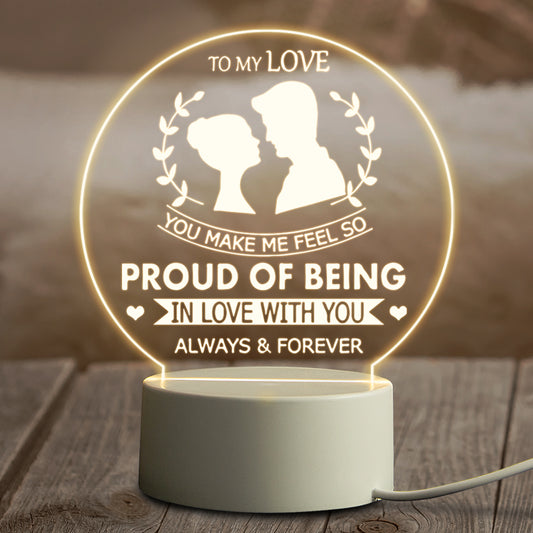 Lámpara de noche LED personalizada con frases grabadas. Regalos de aniversario, San Valentín y cumpleaños.
