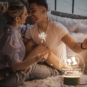 Lámpara de noche LED personalizada con frases grabadas. Regalos de aniversario, San Valentín y cumpleaños.