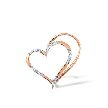 18K 750 Rose Gold Pendant For Women Sparkling Diamond Double Heart Pendant