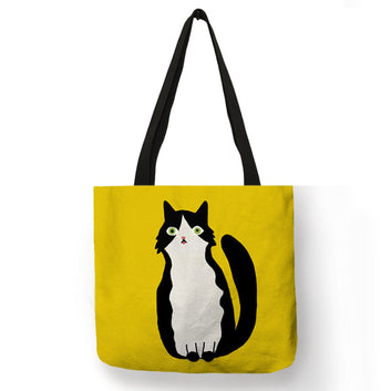 Bolso de hombro con estampado de gato negro y pintura animal