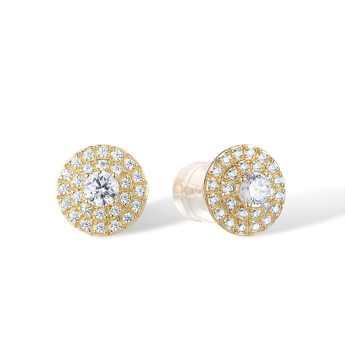 9K 375 Yellow Gold Sparkling White Cubic Zirconia Stud Earrings