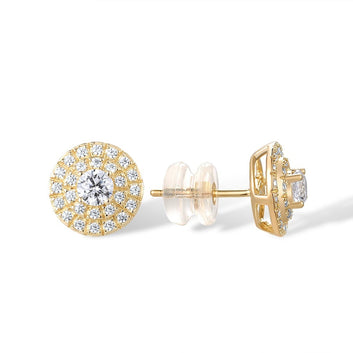 9K 375 Yellow Gold Sparkling White Cubic Zirconia Stud Earrings