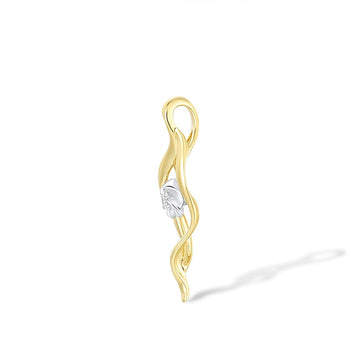 18K 750 Two-Tone Gold Pendant For Women Sparkling Diamond Leaf Flower Pendant