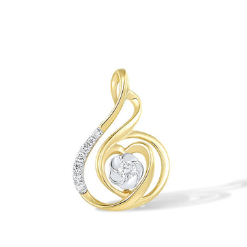 18K 750 Two-Tone Gold Pendant For Women Sparkling Diamond Flower Heart Pendant