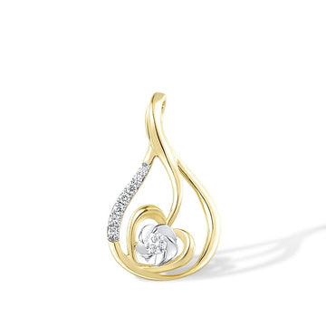 18K 750 Two-Tone Gold Pendant For Women Sparkling Diamond Flower Pendant