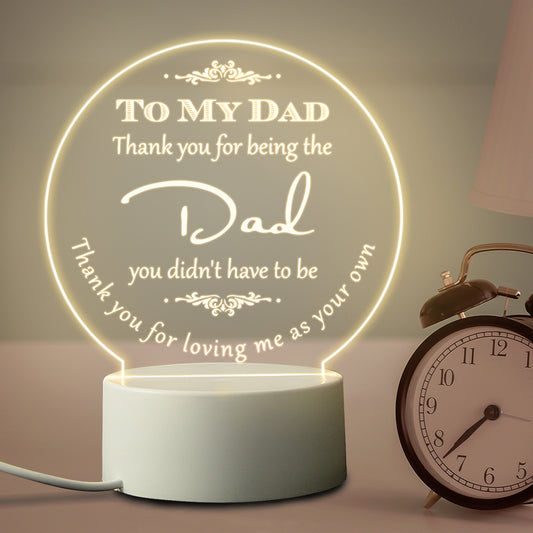 Lámpara de noche LED acrílica con base cálida, regalo del Día del Padre, lámpara de ambiente para dormir grabada