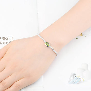 Pulsera de plata de ley con peridoto natural