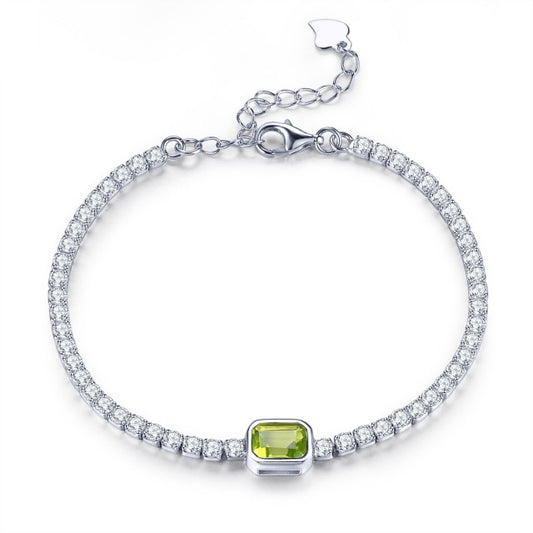 Pulsera de plata de ley con peridoto natural