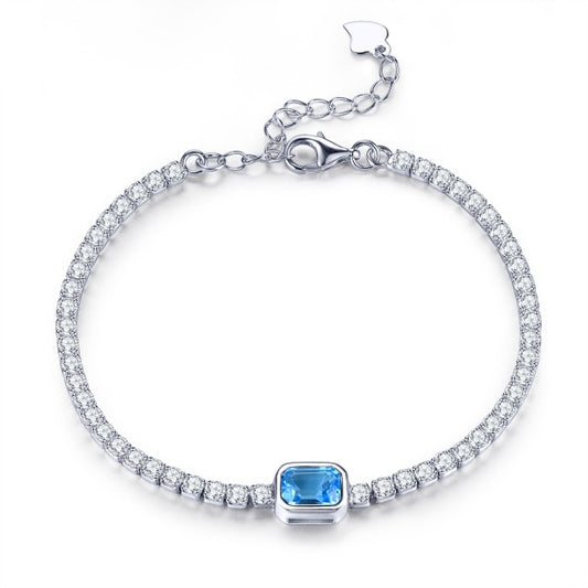 Pulsera de plata 925 con topacio azul natural