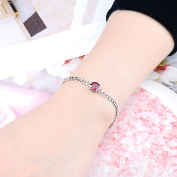 Pulsera de plata 925 con granate rodolita natural