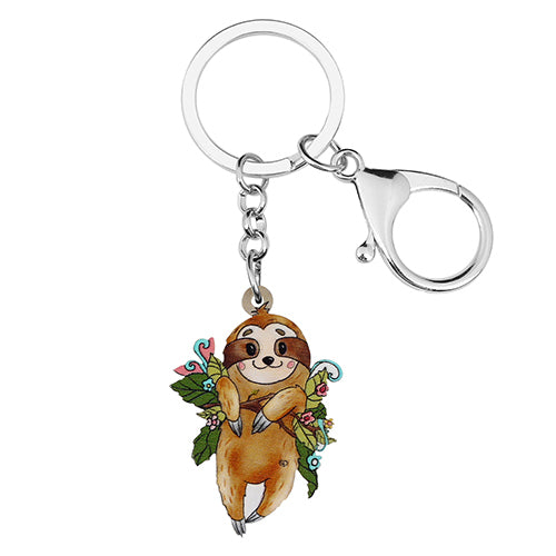 Acrylic Sweet Tree Orange Sloth Leaf Keychains Fashion Purse Key Chain Novelty Jewelry