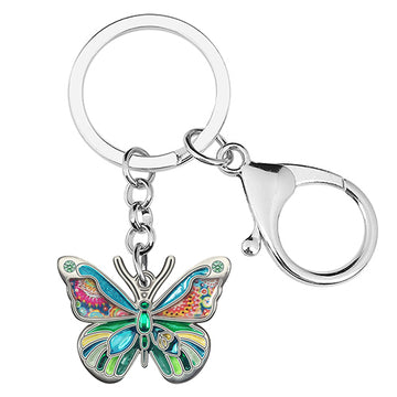 Enamel Alloy Floral Wings Insect Butterfly Keychains Fashion Bag Charm Key Chain Jewelry