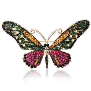 Shiny Rhinestone Butterfly Brooch Winter Dark Color Pin Insect Coat Brooch