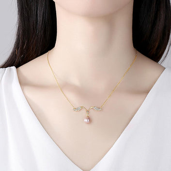 Collar con colgante de perlas naturales de agua dulce, plata de ley 925, joyería fina