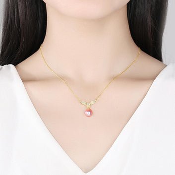 Collar de perlas de agua dulce de plata de ley 925 para mujer, joyería fina