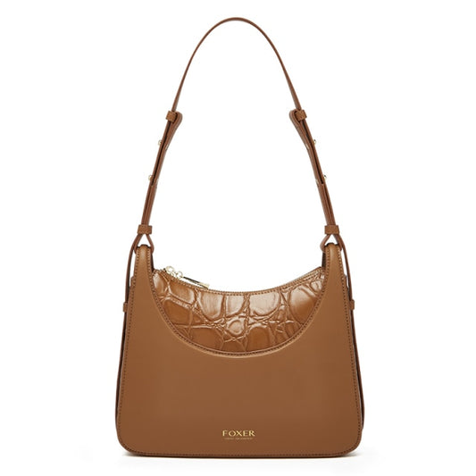 Retro Split Leather Crater Texture Stitching Underarm Female Shoulder Bag
