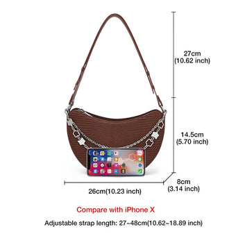 Retro Versatile Armpit Crossbody Crocodile Pattern Split Leather Shoulder Bag