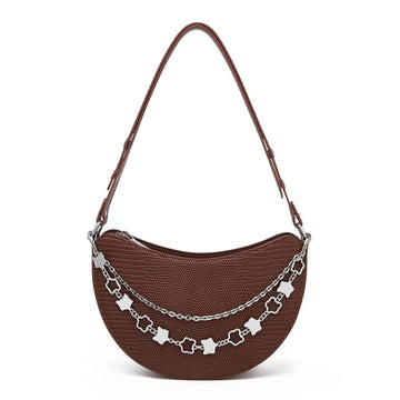 Retro Versatile Armpit Crossbody Crocodile Pattern Split Leather Shoulder Bag