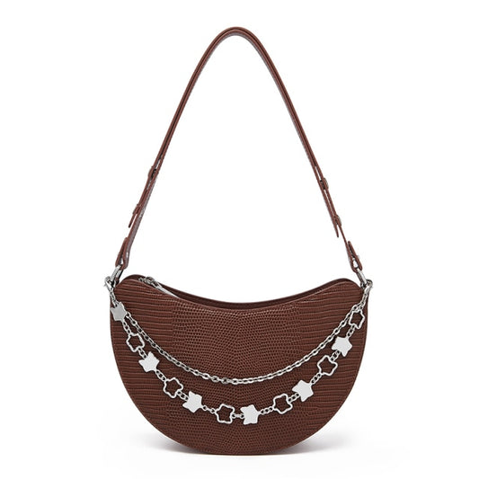 Retro Versatile Armpit Crossbody Crocodile Pattern Split Leather Shoulder Bag