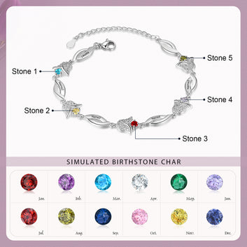 Tulip Flower Customized Birthstone Personalized Name Engraved Bracelet