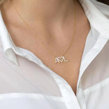 Custom Name Necklace Stainless Steel Gold Choker Personalized Zircon Letters With Heart Necklace