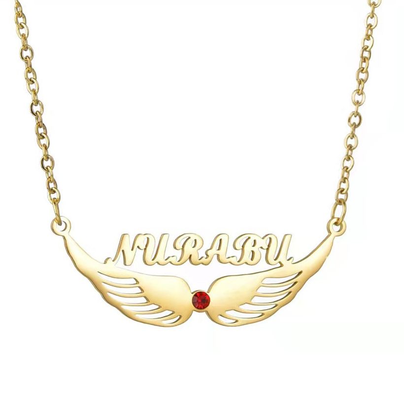 New Style Customized Name Necklaces Stainless Steel Birthstone Nameplate Crystal Letter Necklace