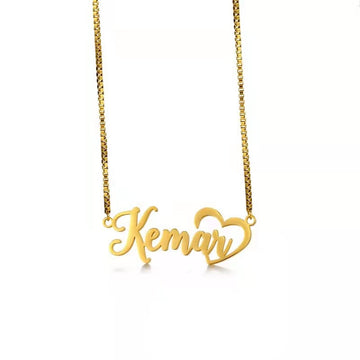 Custom Name Necklace Stainless Steel Box-chain Fashion Personalized Name With Heart Pendant Necklace