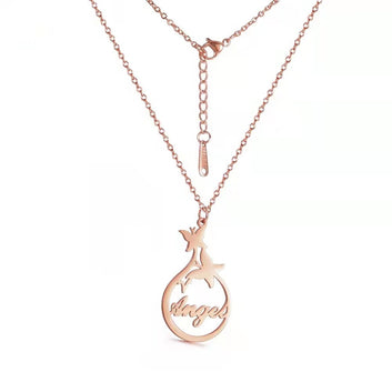 Custom Name Necklace Stainless Steel Simple Fashion Personalized Name With Butterflies Pendant Necklace