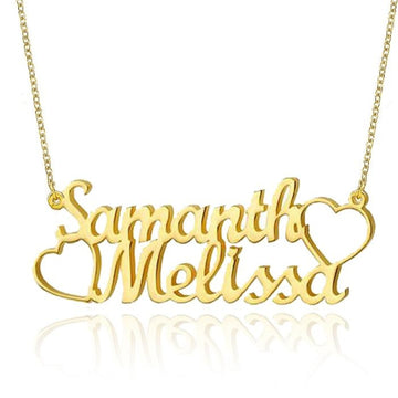 Personalized Name Necklace Stainless Steel Fashion O-chain Custom Two Name Heart Necklace