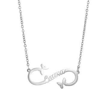 Custom Name Necklace Stainless Steel Simple Personalized S-shaped Letter Butterfly Necklace