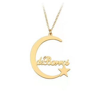 Customized Name Necklace Stainless Steel Personality English Name Star Moon Necklace
