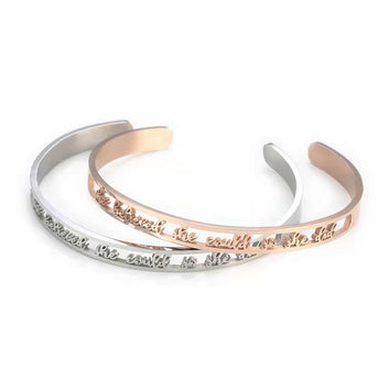 Custom Hollow Letter Bangle Stainless Steel Fashion Personalized C-shaped Opening Adjustable Bangle Gift