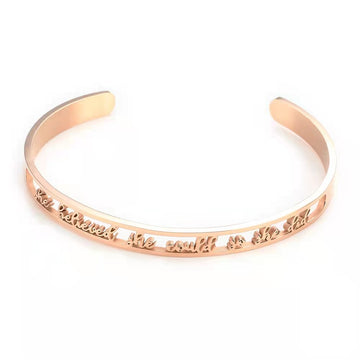 Custom Hollow Letter Bangle Stainless Steel Fashion Personalized C-shaped Opening Adjustable Bangle Gift