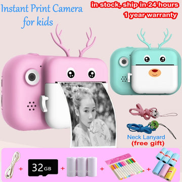 Kids Instant Print Camera Dual Camera Toy Deer Children Digital Camera Video Recorder Birthday Gift