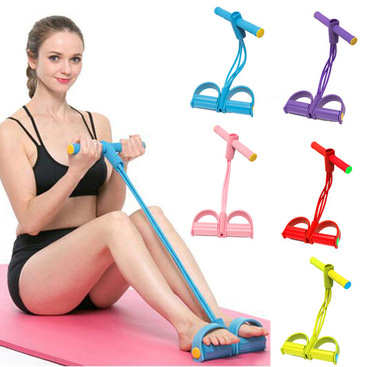 Bandas de resistencia de látex para tobillos con pedal elástico de 4 tubos, para mujeres y hombres, para abdominales, ejercicio abdominal, equipo deportivo para gimnasio en casa.