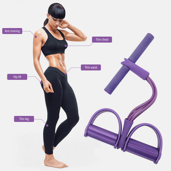 Bandas de resistencia de látex para tobillos con pedal elástico de 4 tubos, para mujeres y hombres, para abdominales, ejercicio abdominal, equipo deportivo para gimnasio en casa.