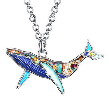 Collar de aleación de esmalte con forma de ballena oceánica