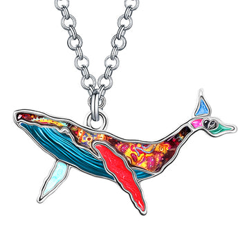 Enamel Alloy Cute Ocean Sea Whale Necklace Pendant Chain Fish Fashion Jewelry