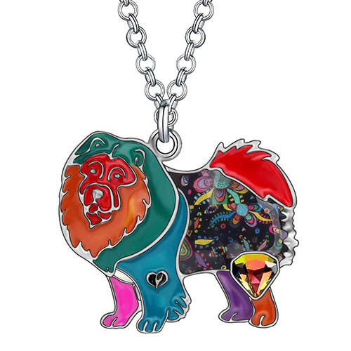 Collar de perro Chow Chow con diseño floral de aleación de esmalte y cristales de diamantes de imitación