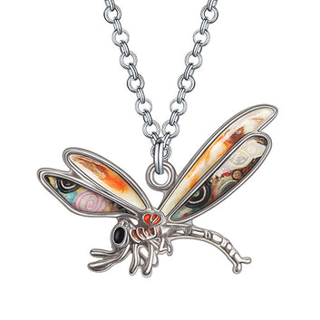 Collar de libélula voladora floral de aleación de esmalte